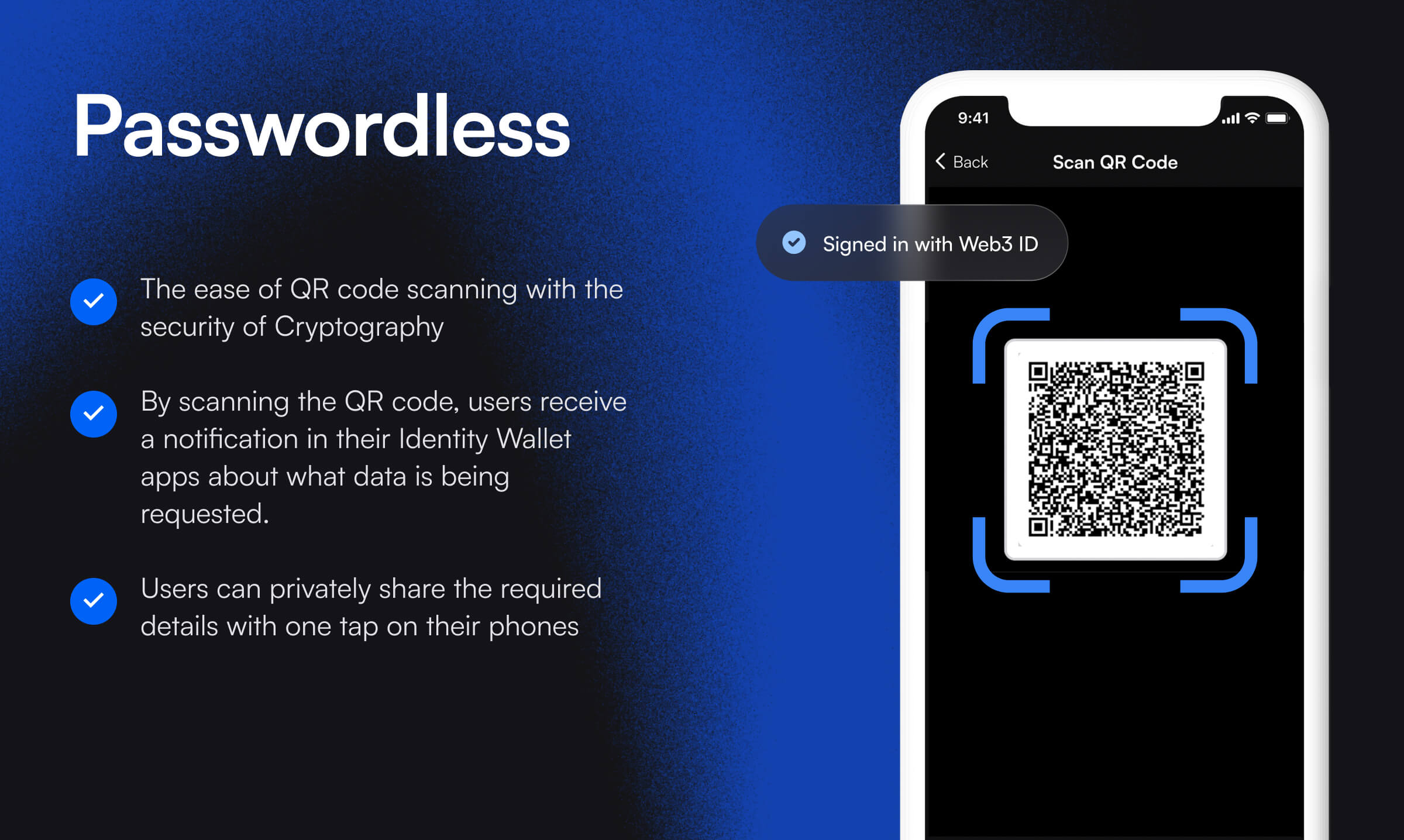 User holding a digital wallet emitting verifiable credentials to multiple Web3 platforms, illustrating self-sovereign identity and reusable KYC in 2025.