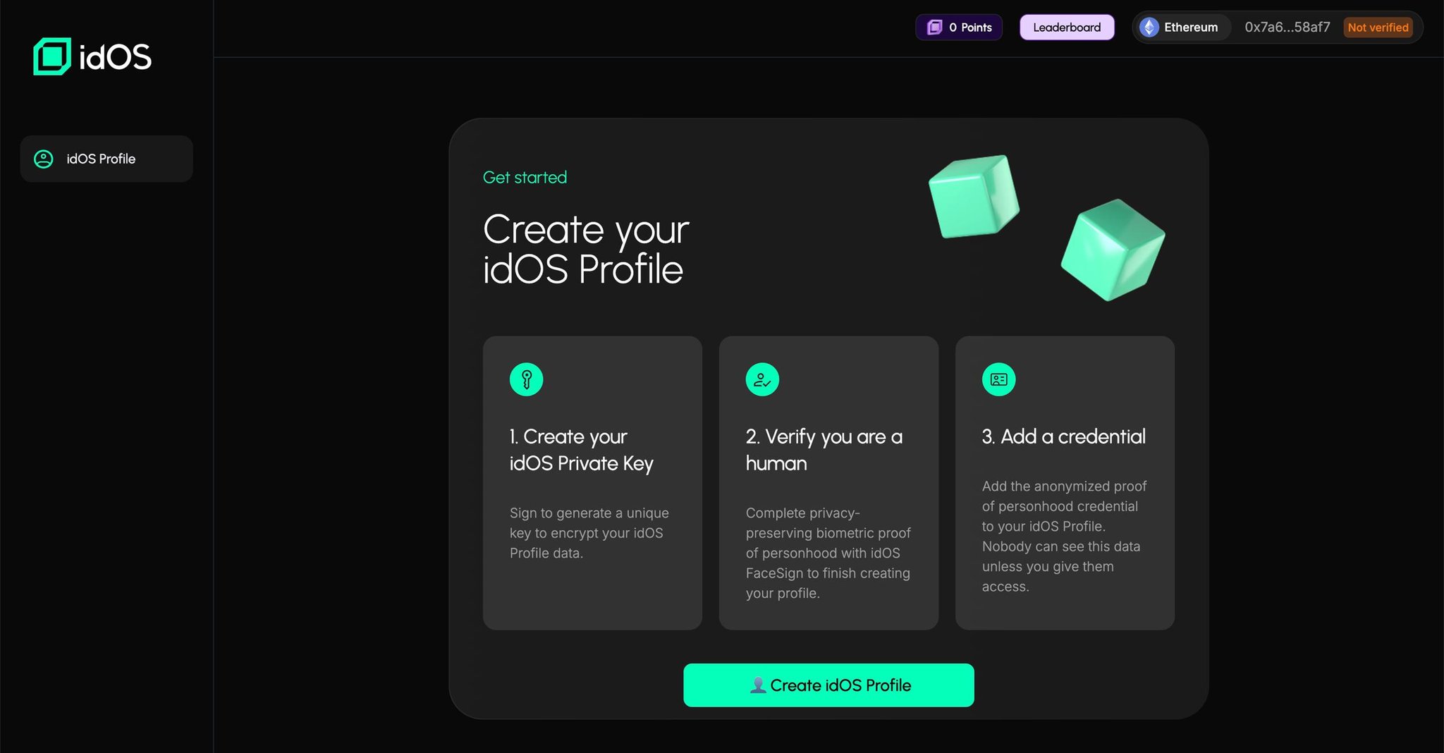 idOS Network self-sovereign identity interface